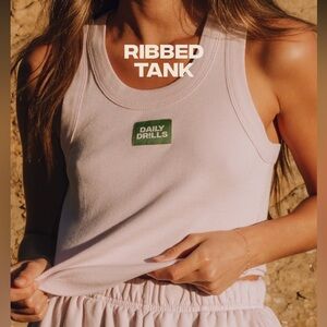 Daily Drills Logo Ribbed Tank in Ladybird size M/L